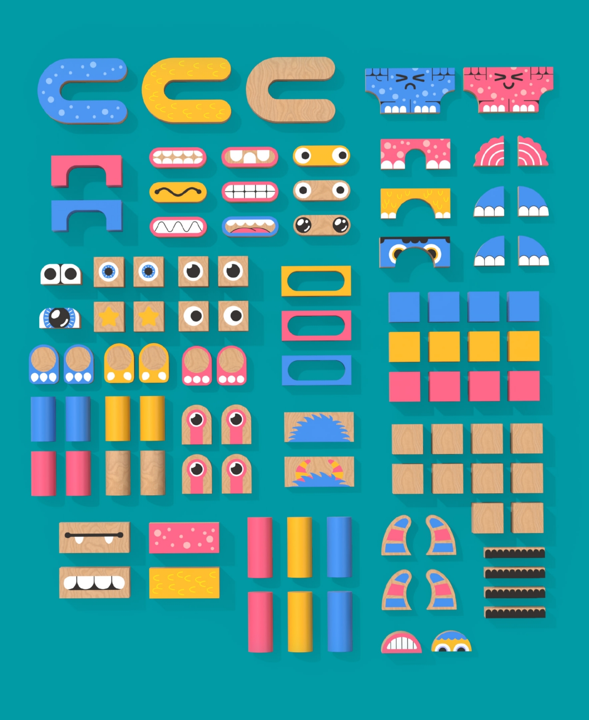Geoffrey's Toy Box Make A Monster 100-piece Solid Wood Block Set In No Color