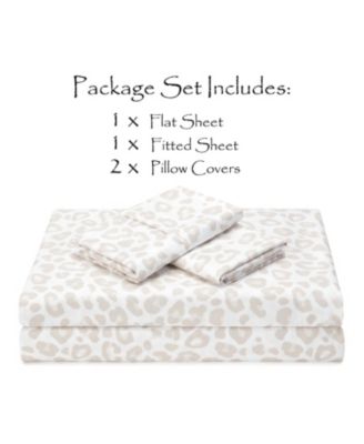 Premium Ceramic Leaves Botanical Print Ultra Soft Microfiber 4-Pc. Sheet Set