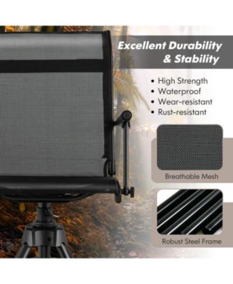 Folding Swivel Patio Chair with 4 Adjustable Leg-Black