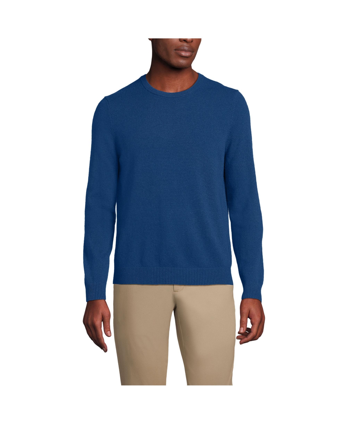 Big & Tall Fine Gauge Cashmere Sweater - Cloudy blue heather donegal