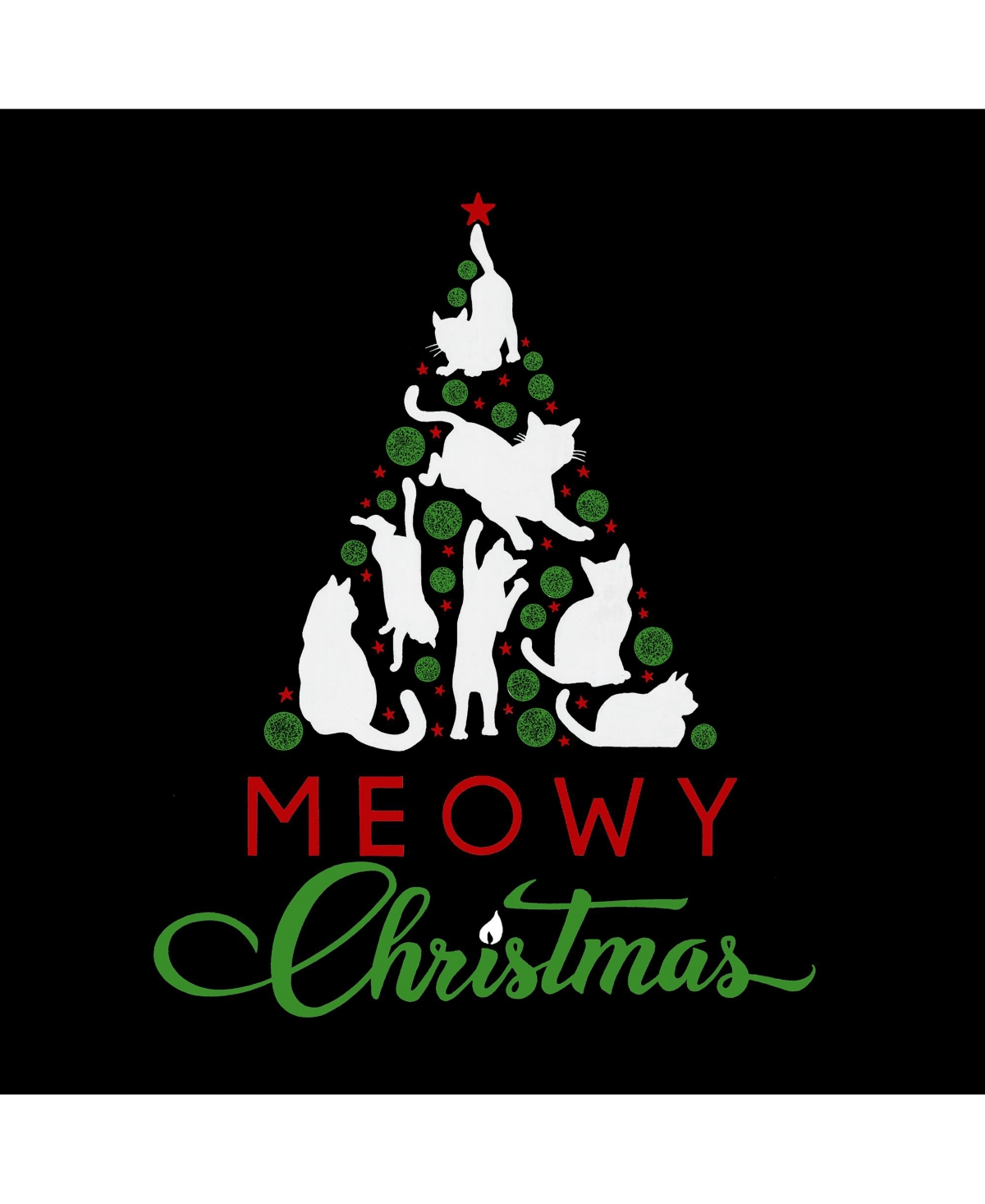 La Pop Art Boys Meowy Christmas Tree Word Art Long Sleeve T-Shirt