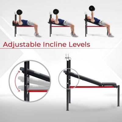 Adjustable Standard Incline Weight Bench, Bench Press with Barbell Rack