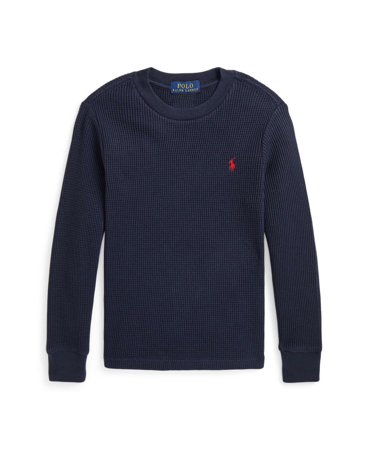 POLO RALPH LAUREN TODDLER AND LITTLE BOYS WAFFLE-KNIT COTTON LONG SLEEVE TEE