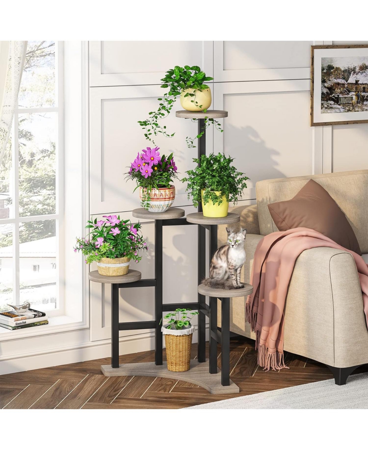 Tribesigns Corner Plant Stand Indoor, 6 Tiered Plant Shelf Flower Stand, Tall Multiple Potted Plant Holder Rack Planter Organizer for Living Room Balc