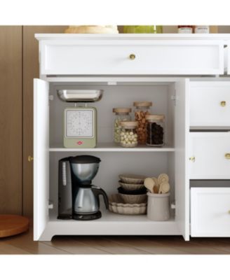 White Wooden Sideboard Accent Storage Cabinet with Multi-function
