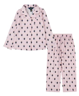 Toddler Girls Polo Bear Long Sleeve and Pant Pajamas, 2-Piece Set