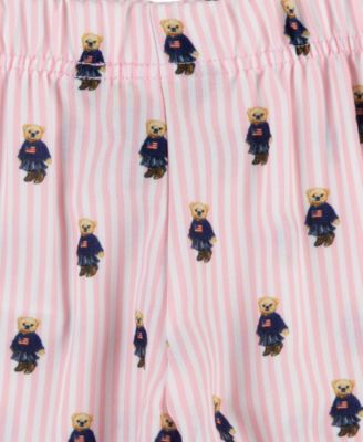 Big Girls Polo Bear Long Sleeve Pajamas, 2-Piece Set