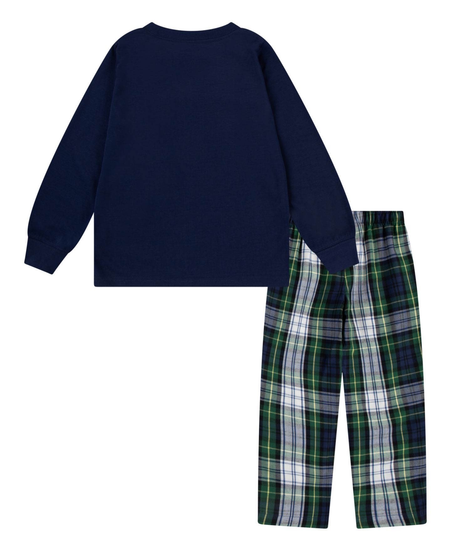 Детские пижамы Polo Ralph Lauren Boys 4-7 2-Piece Long-Sleeve T-Shirt and Woven Pant Pajama Set, цвет: Белый клетчатый / Синий — фото 2
