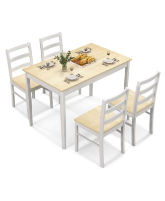 5-Piece Dining Set Solid Wood Kitchen Furniture with Rectangular Table & 4 Chairs