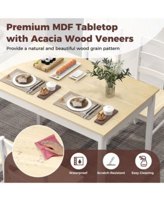 5-Piece Dining Set Solid Wood Kitchen Furniture with Rectangular Table & 4 Chairs