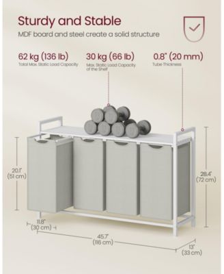 Laundry Hamper with 4 Removable Bags and Rolling Frame for Easy Sorting