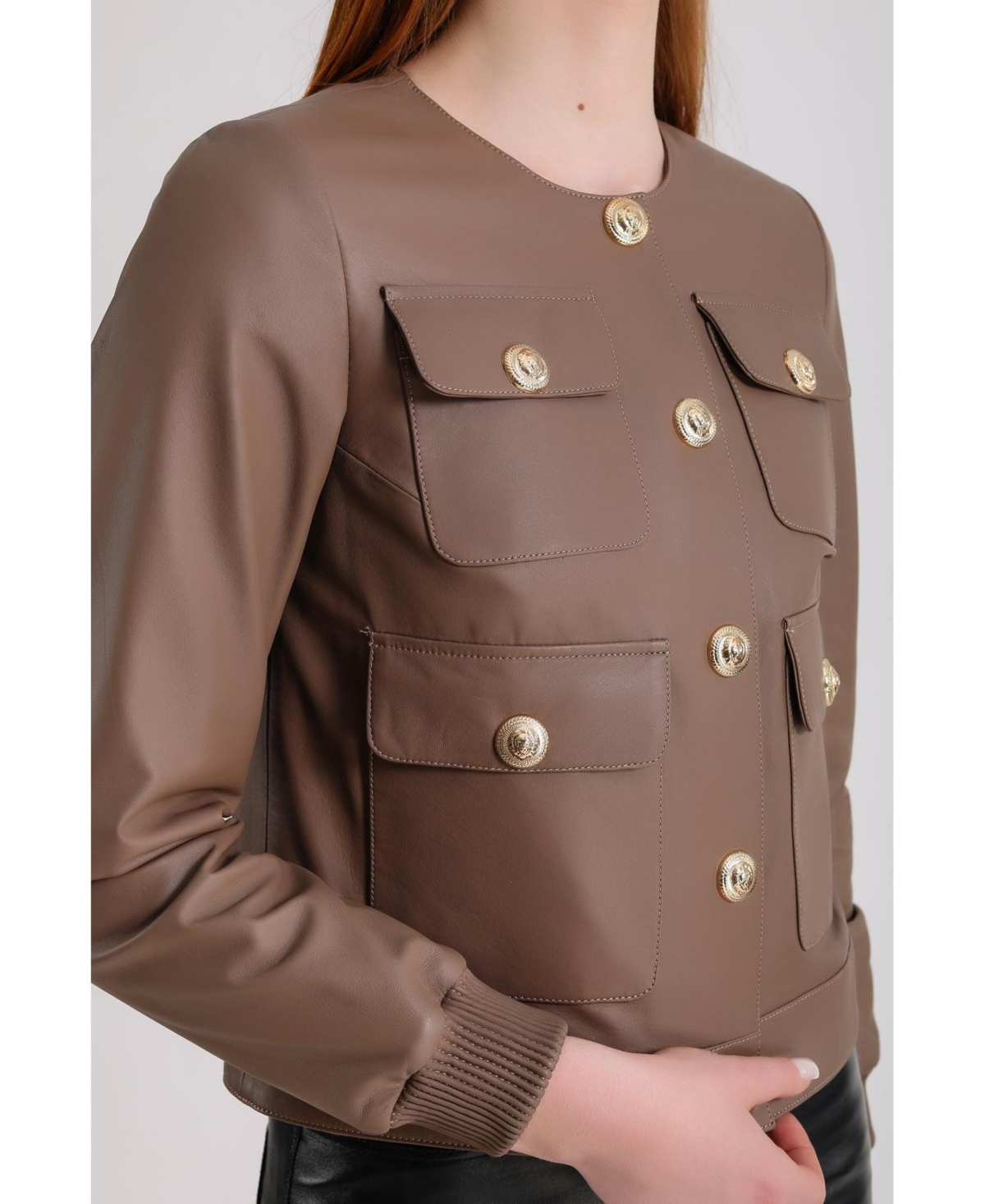Furniq Uk Women's Leather Jacket,- Brown