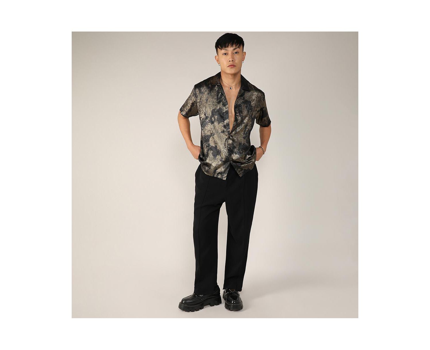 Men's Midnight Black & Metallic Gold Metallic Ombre Shirt