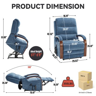 Power Lift Recliner Chair - Dual Motor with Heat Massage