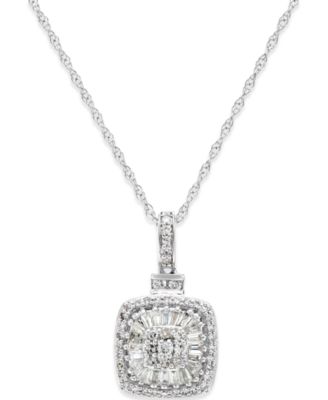 Macy's Diamond Vintage-Inspired Pendant Necklace (1/2 Ct. T.w.) In 14k ...