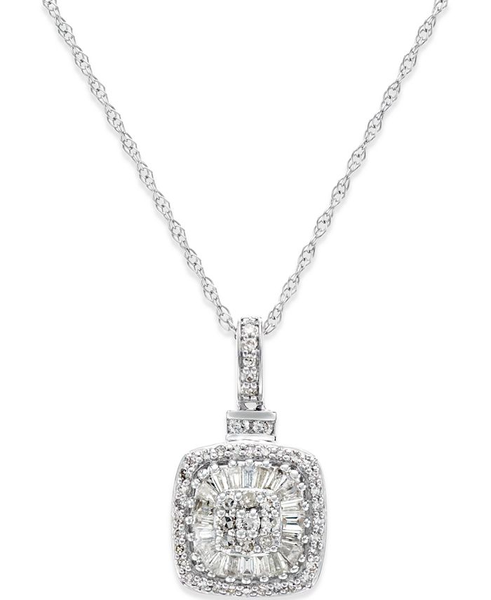 Macy's Diamond Vintage-Inspired Pendant Necklace (1/2 ct. t.w.) in 14k ...
