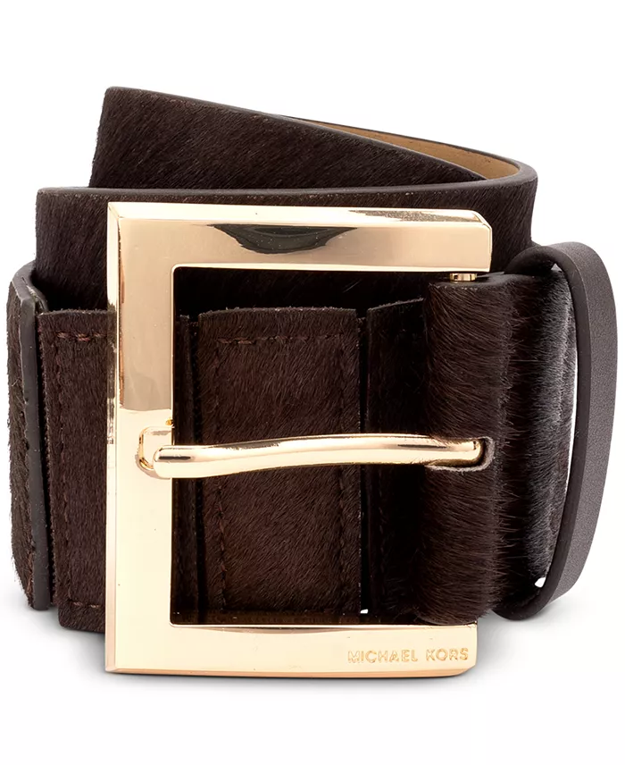 MICHAEL Michael Kors Women's Wide Calf Hair Leather Belt