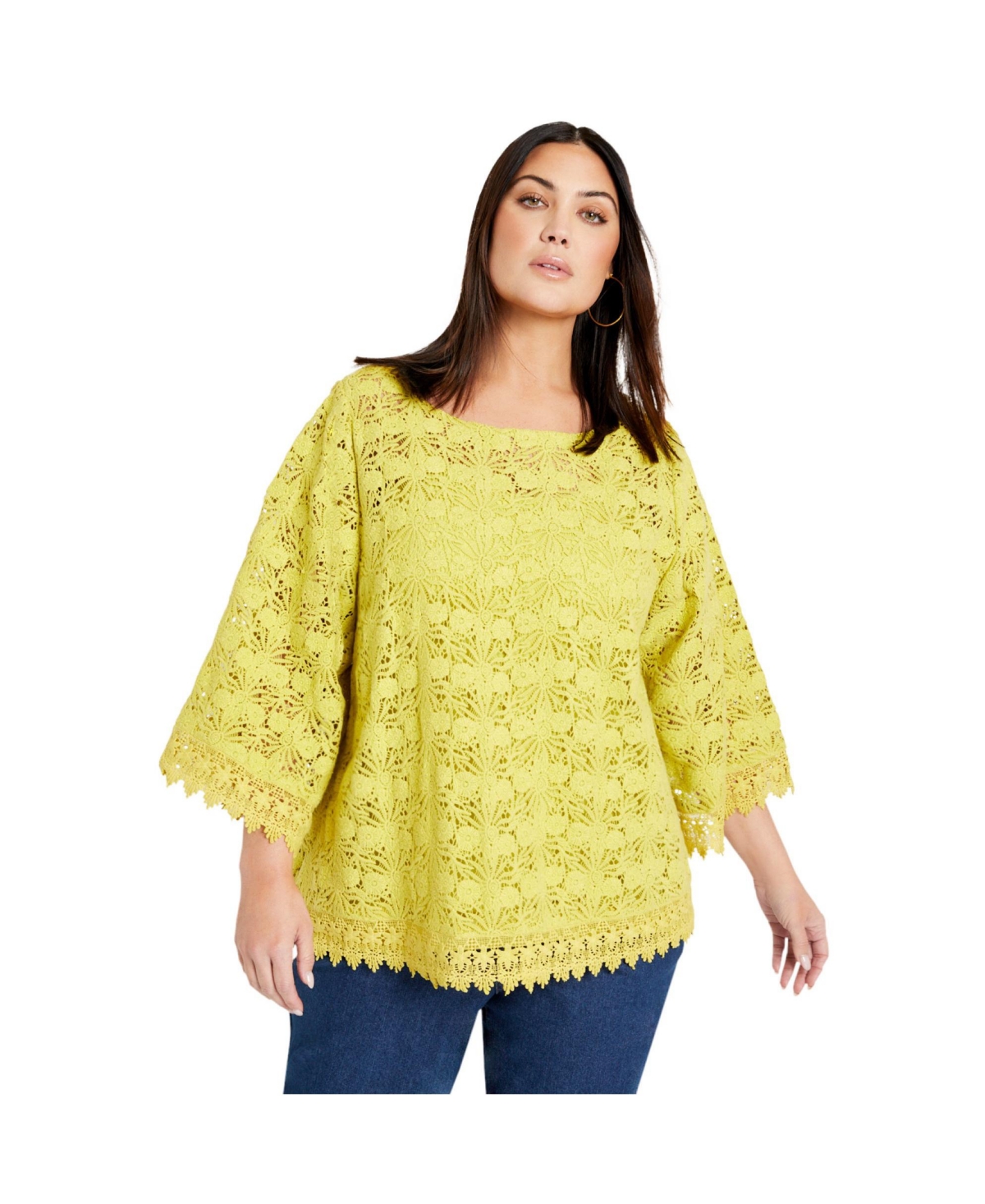June + Vie Women's June + Vie Boatneck Lace Top