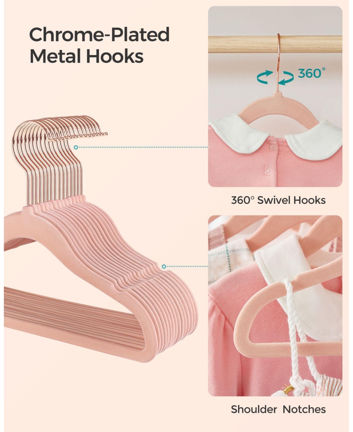 Slickblue Hangers for Closet with Hooks, Premium Velvet Hangers, Non-Slip Hangers, Pieces