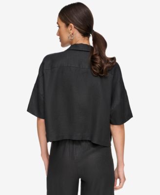 売れ筋商品|||ダナ キャラン ニューヨーク カットソー トップス レディース Women's Button-Front Dolman-Sleeve Linen Top Seafoam DKNY Women's Button-Front Dolman-Sleeve Linen Top - Macy's