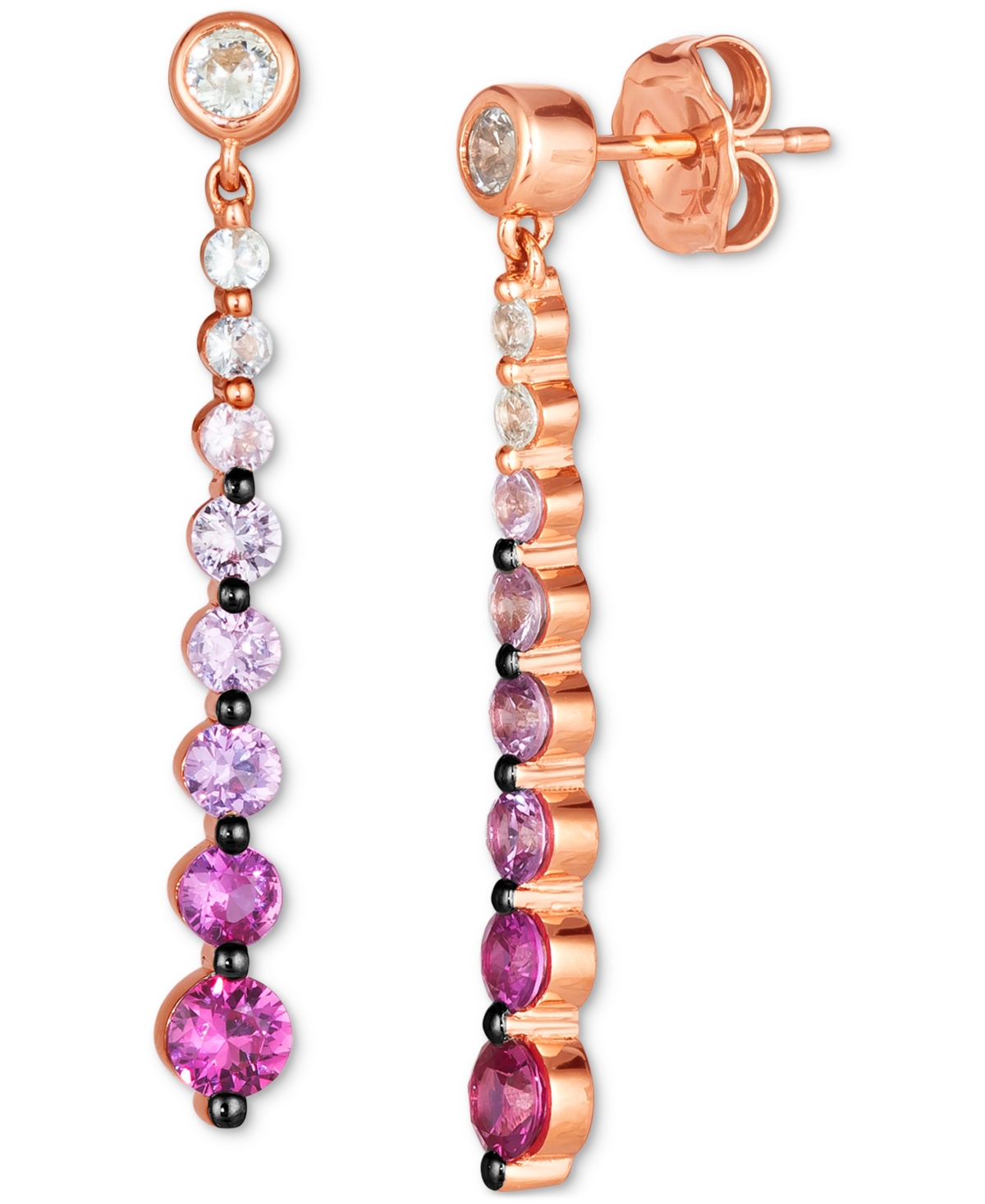 Pink Ombre Sapphire (1-1/6 ct. t.w.) & White Sapphire (1/4 ct. t.w.) Drop Earrings in 14k Rose Gold - Rose Gold