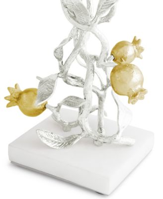 Pomegranate Silver and Gold Candleholders, Set of 2