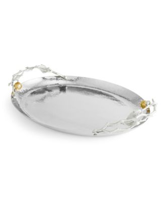 Pomegranate Silver and Gold Oval Tray