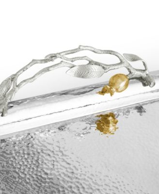 Pomegranate Silver and Gold Serving Tray
