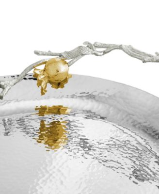 Pomegranate Silver and Gold Oval Tray