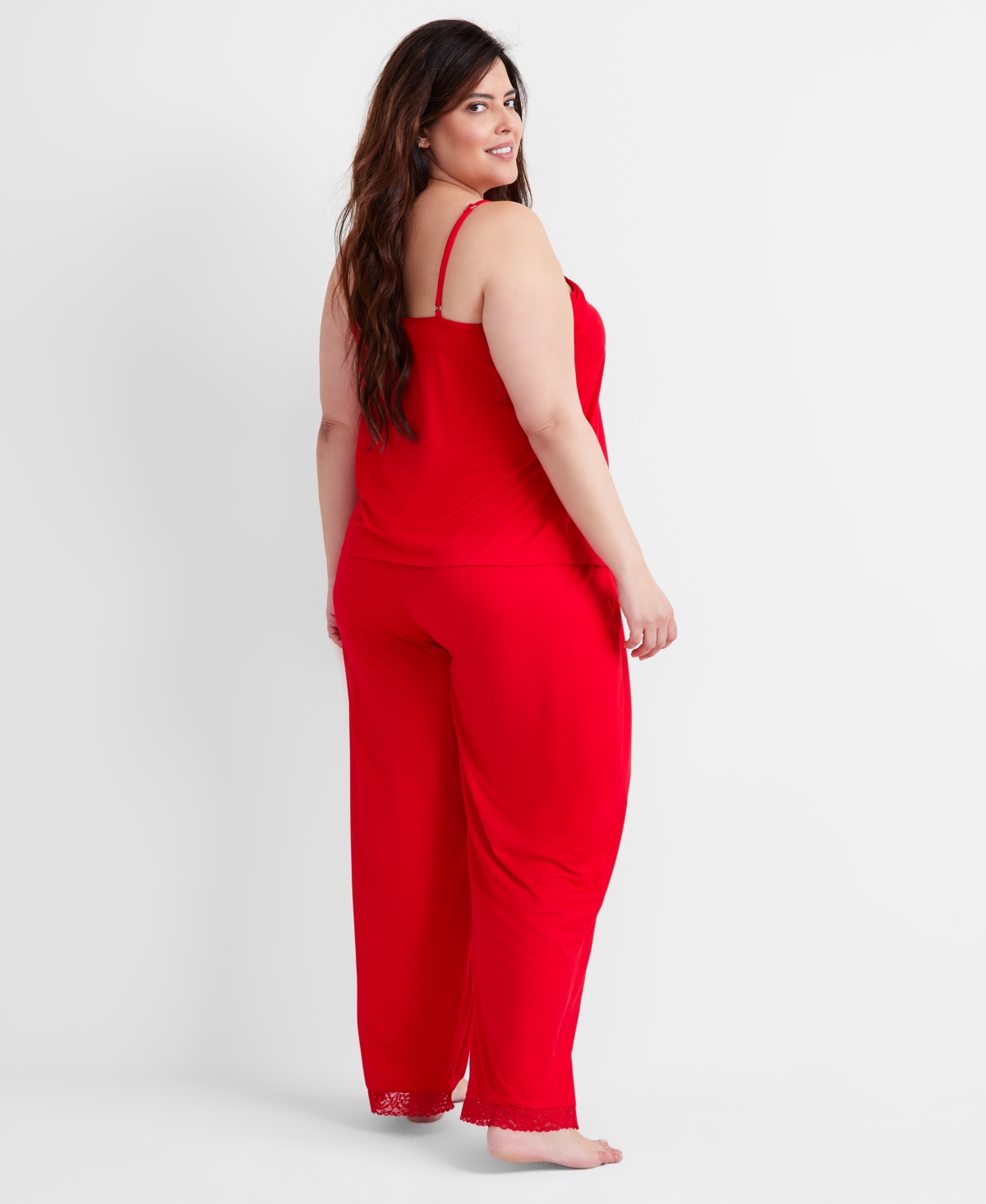 State Of Day Women's Lace-trim Camisole Pajama Set, Xs-3x, Created For Macy's In Tango Red