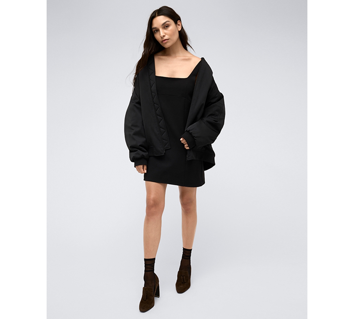 Shop Kenneth Cole Women's Satin Back Crepe Boyfriend Bomber Jacket In Black