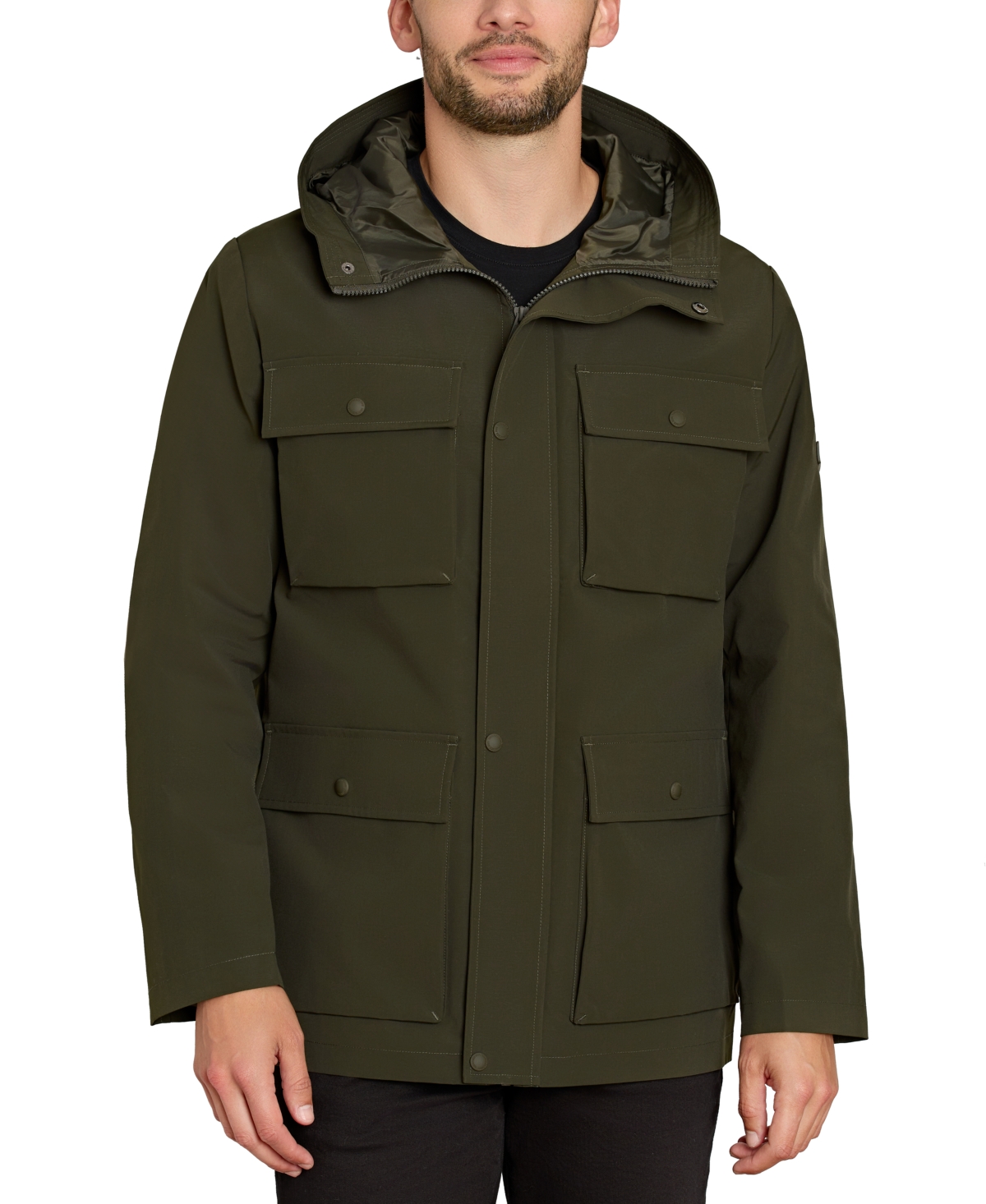 Sam Edelman Men's Hooded Cargo Field Jacket In Olive