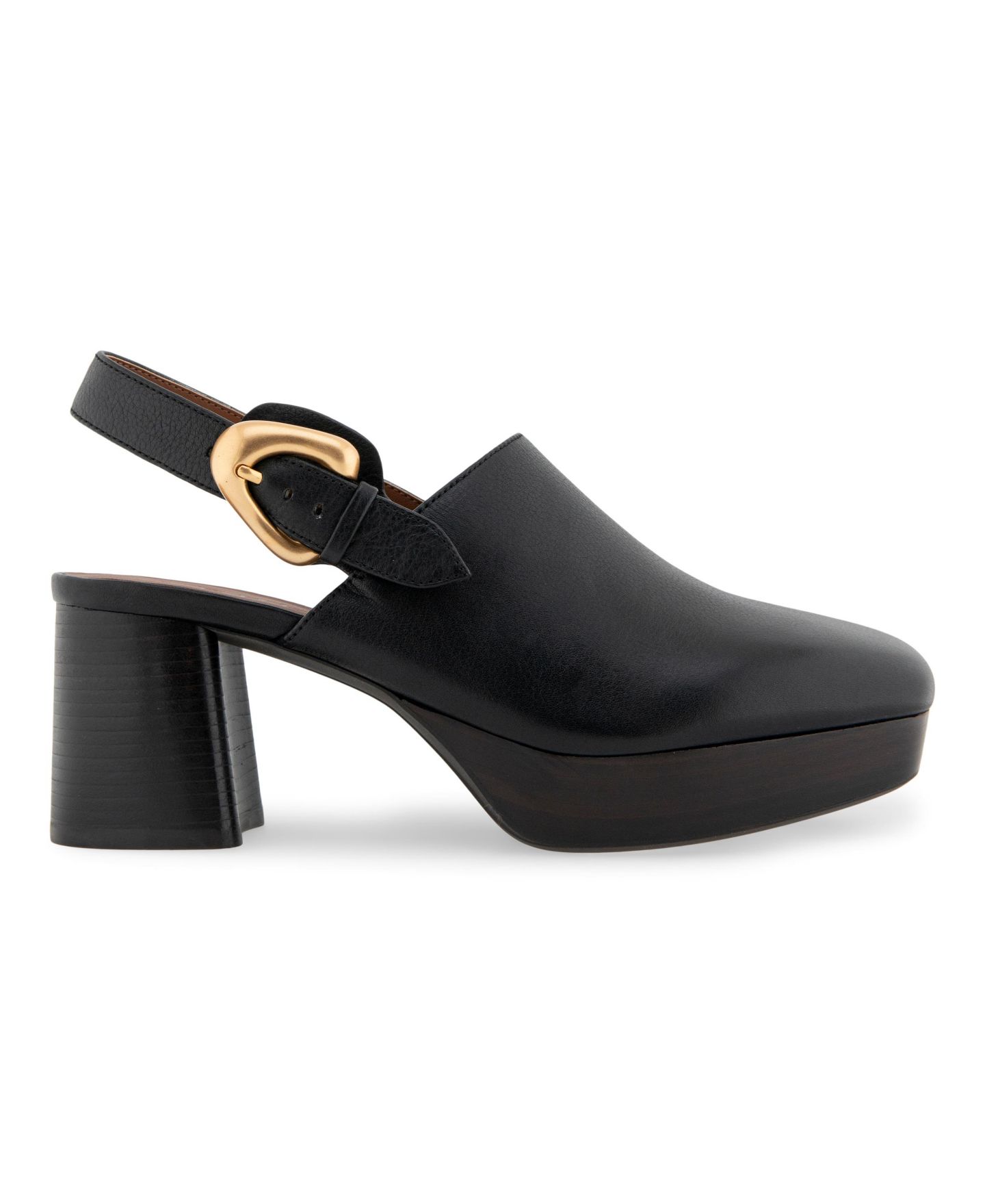 Женские сабо Aerosoles Sumari Ankle Strap, цвет: Чёрный гладкий кожаный — фото 2