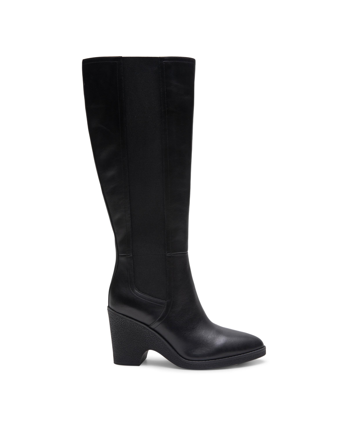 Shop Aerosoles Women's Memphis Block Heel Tall Boots In Black Smooth Leather