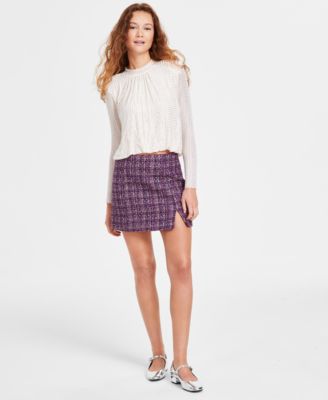 Womens Balsa Top Covina Tweed Mini Skirt