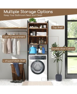 Over-The-Toilet Storage Cabinet with Heavy-Duty Metal Frame 2-door Freestanding