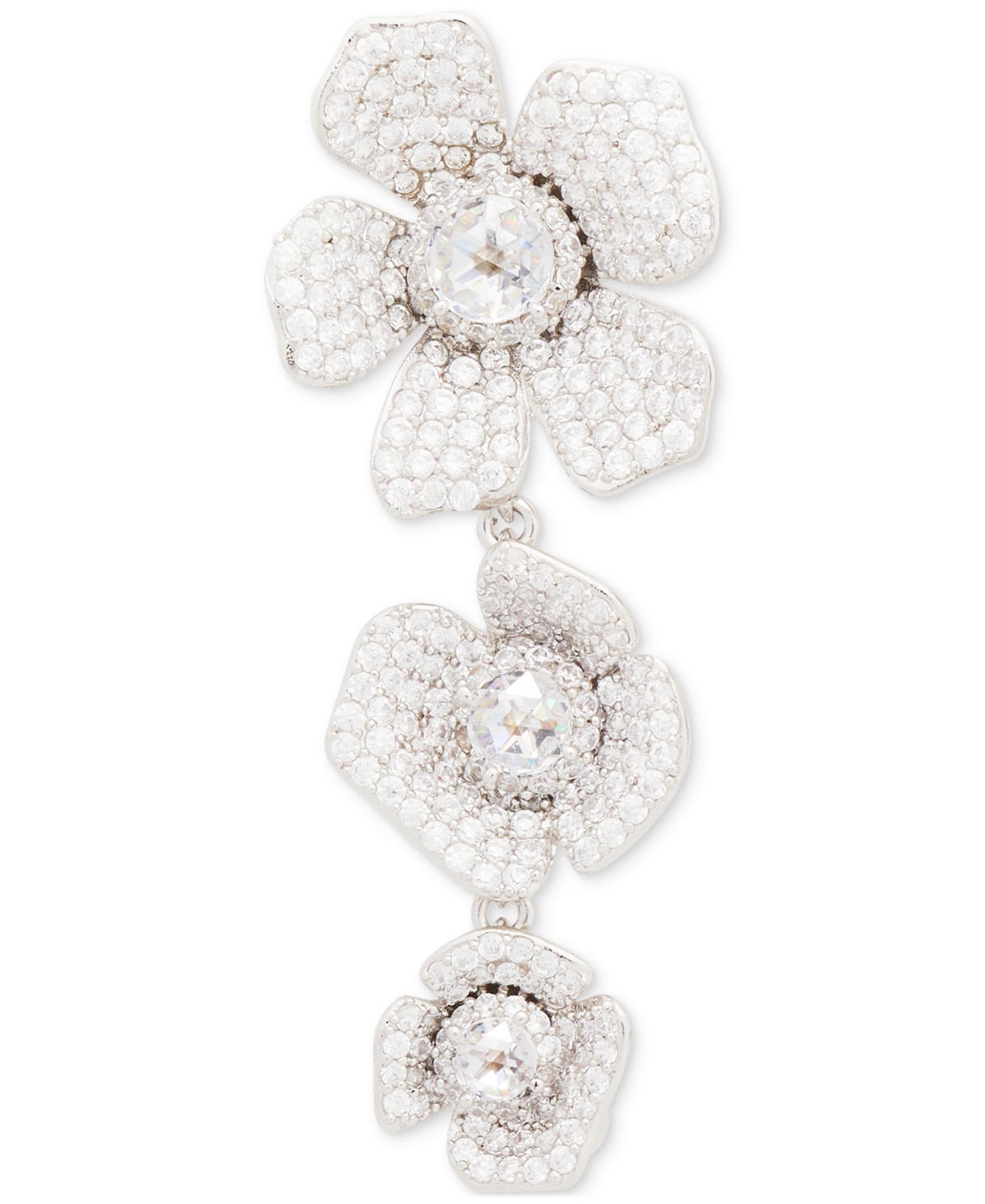 Kate Spade New York Cubic Zirconia Poppy Triple Drop Earrings -silv