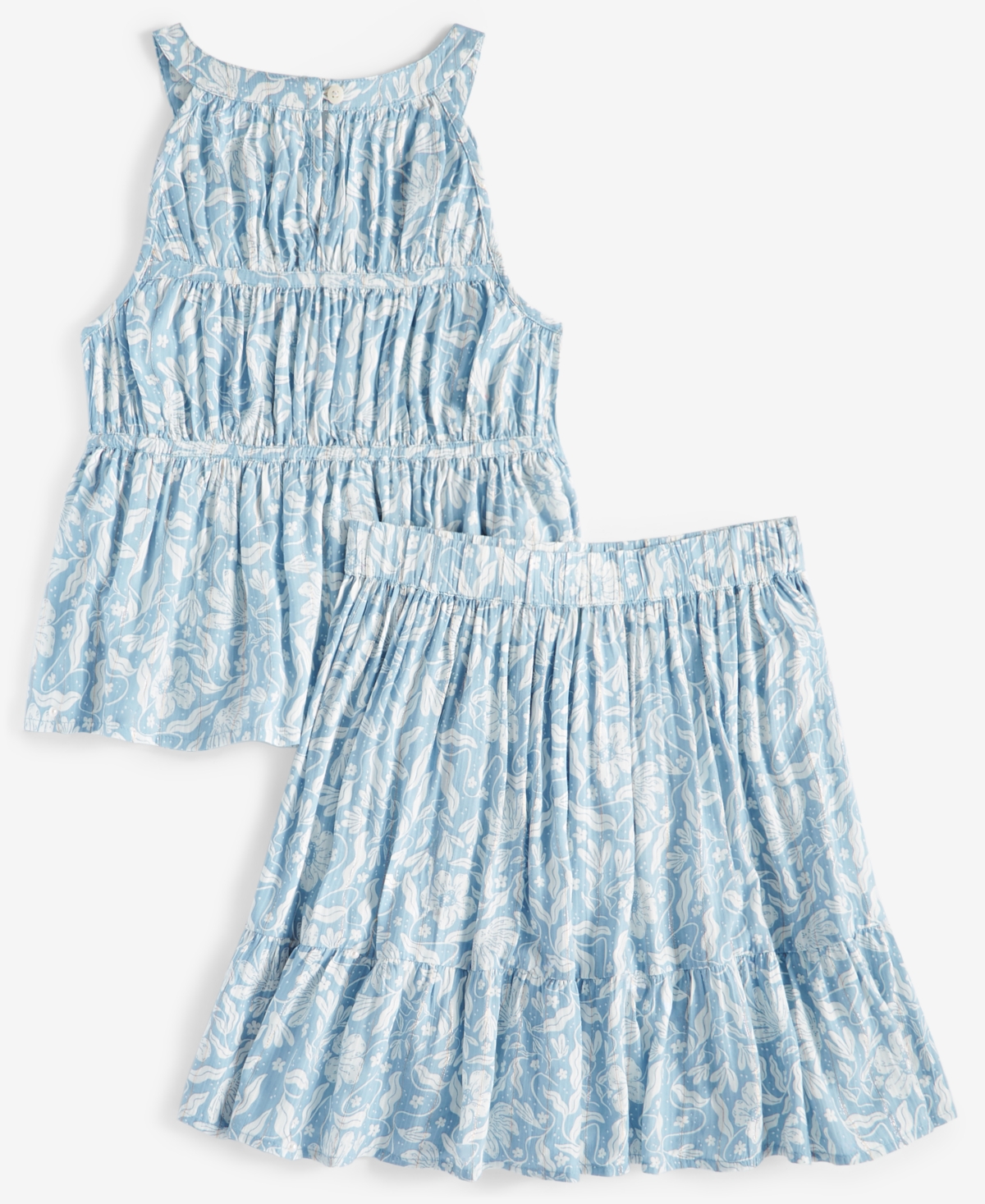Epic Threads Little & Big Girls 2-pc. Floral-print Top & Skirt Set, Exclusively At Macy's In Crystal Bl