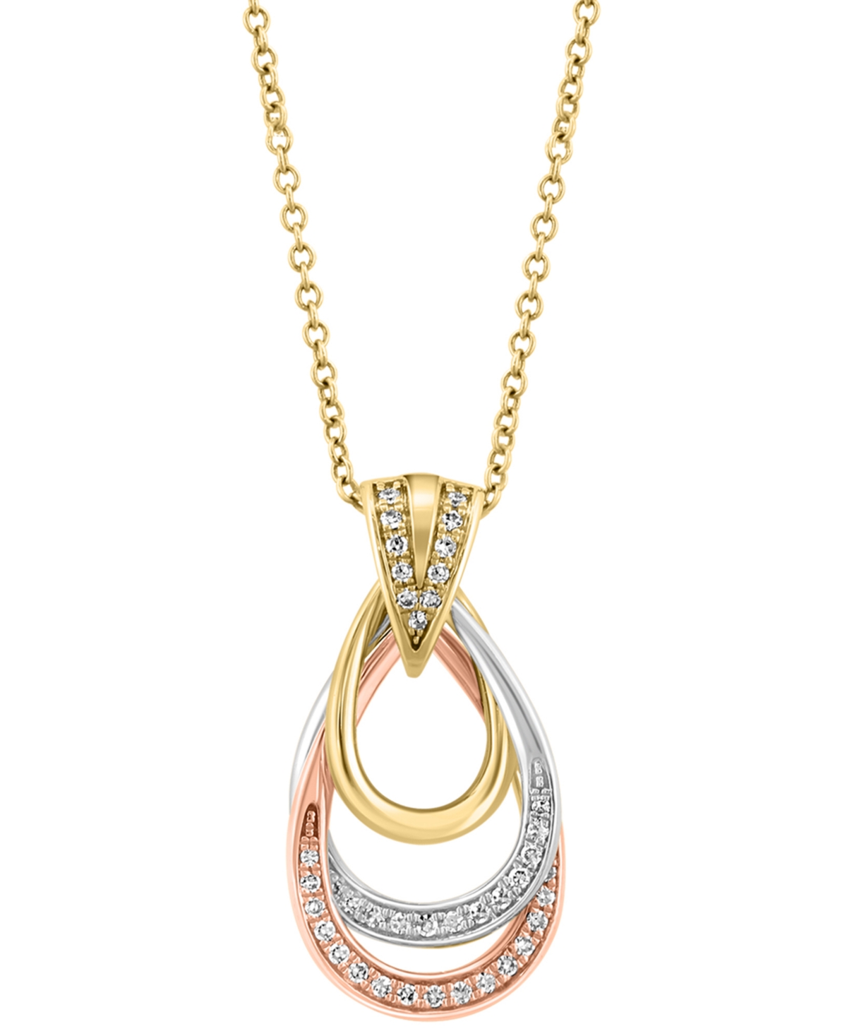 EFFY COLLECTION EFFY DIAMOND INTERLOCKING OPEN DROP PENDANT NECKLACE (1/6 CT. T.W.) IN 14K TRICOLOR GOLD 