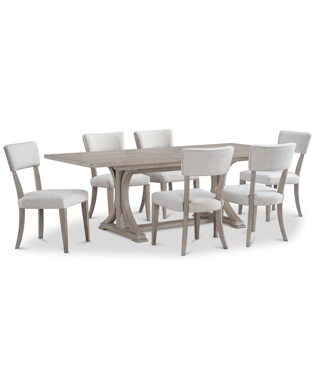 Macy's Sadie 7-pc. Rectangular Dining Set (table & 6 Upholstered Side Chairs), Created For  In Gray