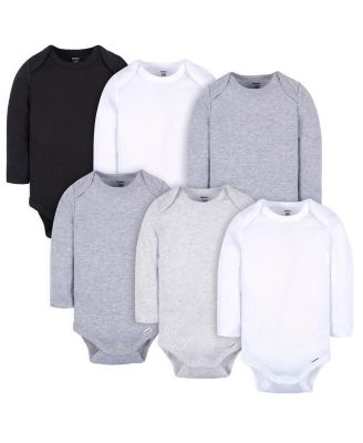 Baby Girls Long Sleeve Onesies Bodysuits, 6-Pack, White/Black Variety