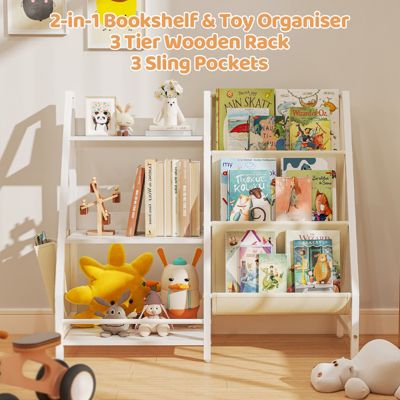 3-Tier Kids Bookshelf Multi-Functional Toy Organizer for Nursey and Kids Room