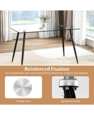 Glass Rectangular Dining Table with Metal Legs