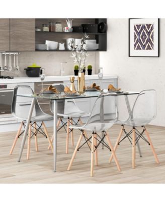 Glass Rectangular Dining Table with Metal Legs