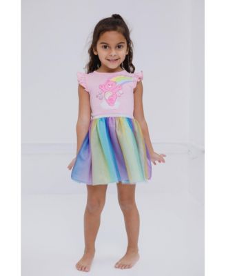 Girls Cheer Bear Rainbow Tulle Dress 