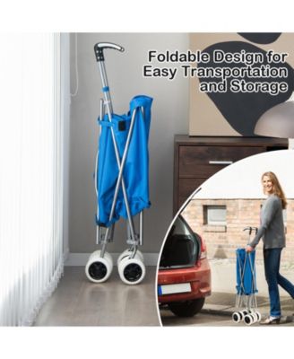 Folding Shopping Utility Cart with Water-Resistant Removable Canvas Bag