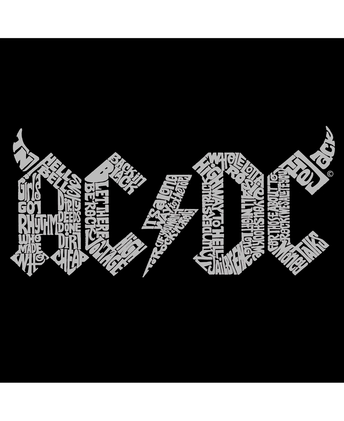 La Pop Art Girls Acdc Word Art Crewneck Sweatshirt