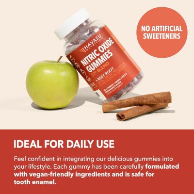 Nitric Oxide Gummies for Men & Women, Nitric Oxide Supplements with L-Arginine and Beet Root, Green Apple & Cinnamon Flavor, 90ct