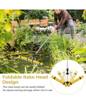 Floating Weed Lake Rake 36” Aquatic Pond Weed Cutter with Foam Floats