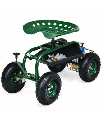 4-Wheel Rolling Garden Cart Work Seat